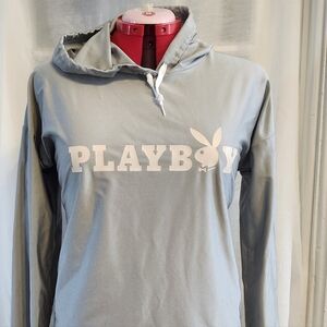 PLAYBOY Light Gray Hoodie with Iconic Logo